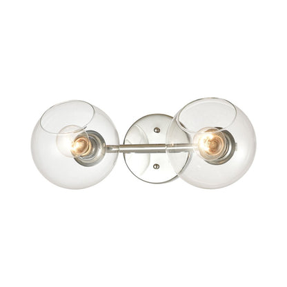 Atlas Lighting Claro 16in 2-Light Vanity Light | Modern Polished Chrome and Clear Glass | Bathroom Vanity | 16 x 9 x 7 in | Model WL11567-CH