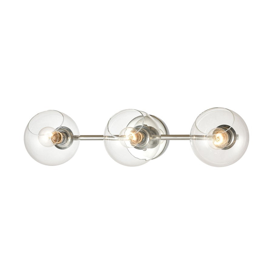 Atlas Lighting Claro 26in 3-Light Vanity Light | Modern Polished Chrome and Clear Glass | Bathroom Vanity | 26 x 9 x 7 in | Model WL11568-CH