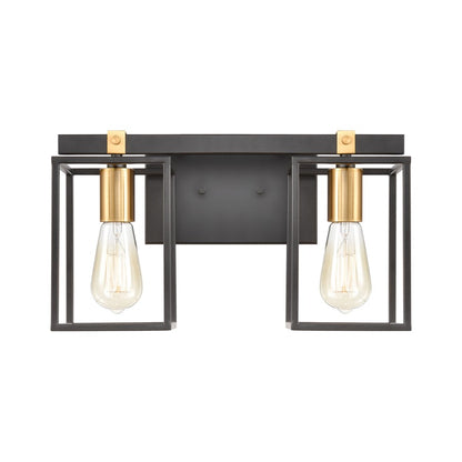 Atlas Lighting Cloe 16in 2-Light Vanity Light | Modern Matte Black and Brushed Brass Metal | Bathroom Vanity | 7 x 16 x 9 in | Model WL11570-BK