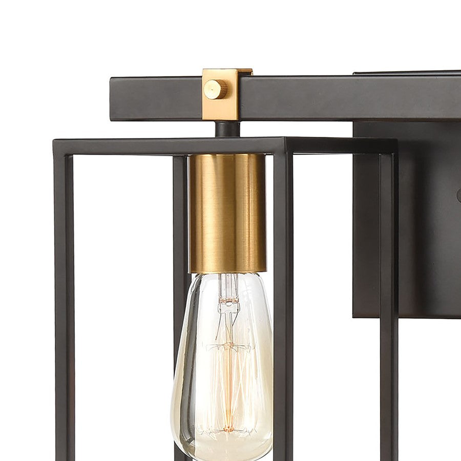 Atlas Lighting Cloe 16in 2-Light Vanity Light | Modern Matte Black and Brushed Brass Metal | Bathroom Vanity | 7 x 16 x 9 in | Model WL11570-BK