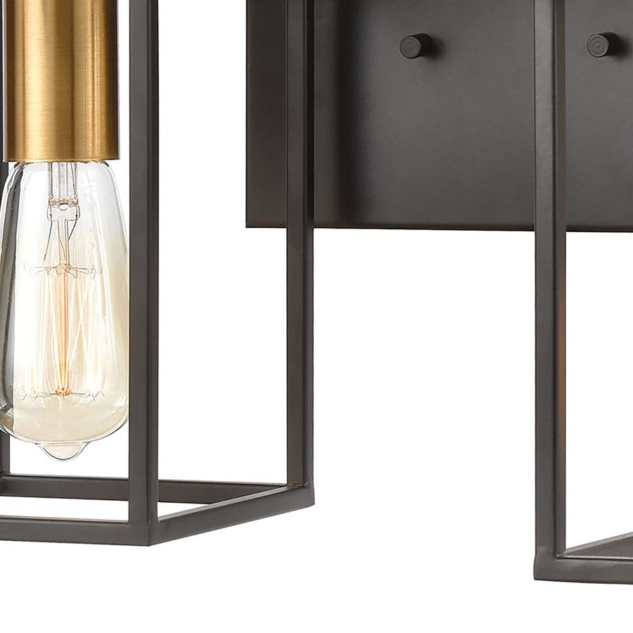 Atlas Lighting Cloe 16in 2-Light Vanity Light | Modern Matte Black and Brushed Brass Metal | Bathroom Vanity | 7 x 16 x 9 in | Model WL11570-BK