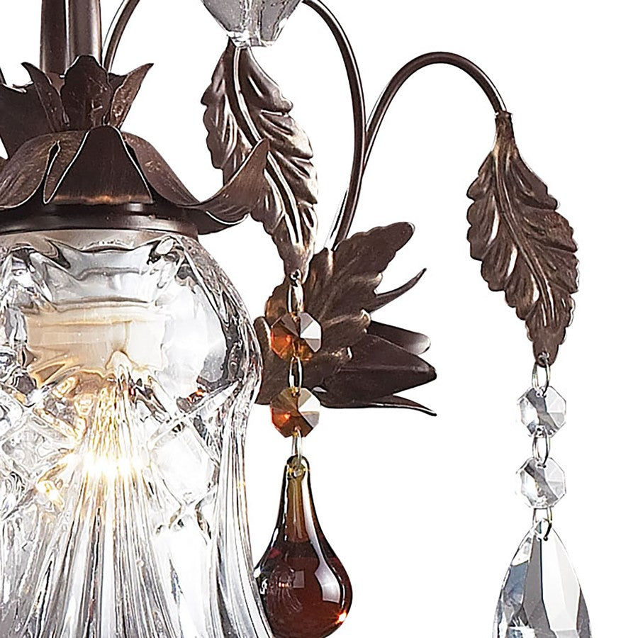Atlas Lighting Cristallo Fiore 26in 3-Light Vanity Light | Traditional Bronze and Multicolor Crystal | Bathroom Vanity | Model WL11576-BZ