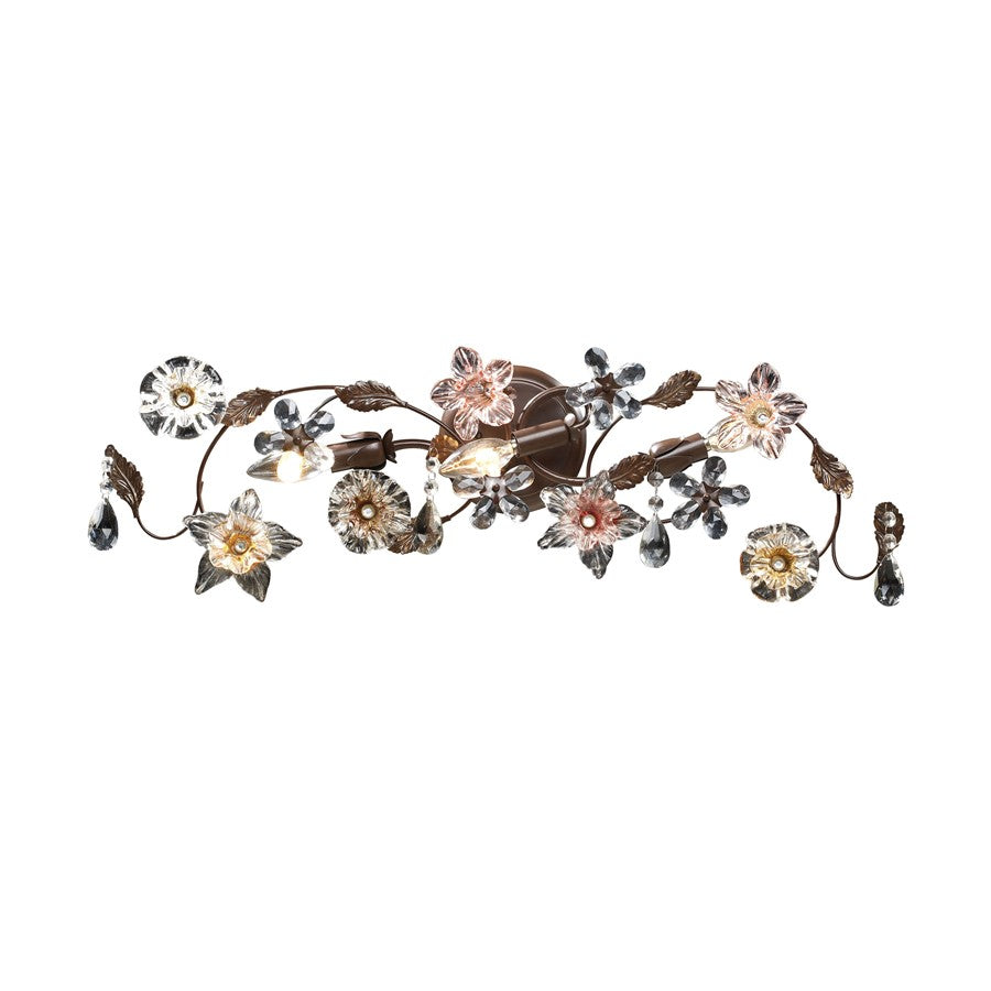 Atlas Lighting Cristallo Fiore 30in 3-Light Vanity Light | Traditional Bronze and Multicolor Crystal | Bathroom Vanity | Model WL11577-BZ