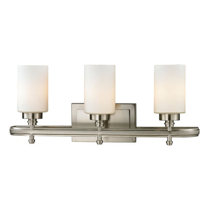 Atlas Lighting Dawson 23in 3-Light Vanity Light | Transitional Brushed Nickel and White Frosted Glass | Bathroom Vanity | Model WL11583-NK
