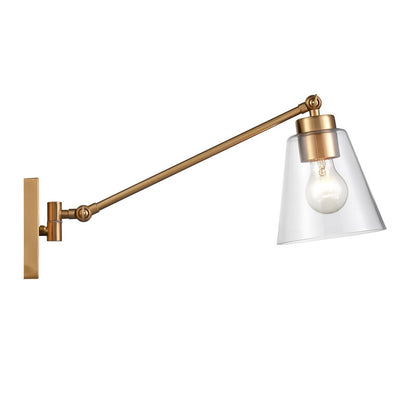 Atlas Lighting East Point 14in 1-Light Wall Sconce | Transitional Satin Brass and Clear Glass | Hallway & Bedroom | 6 x 17 x 14 in | Model WL11587-BS