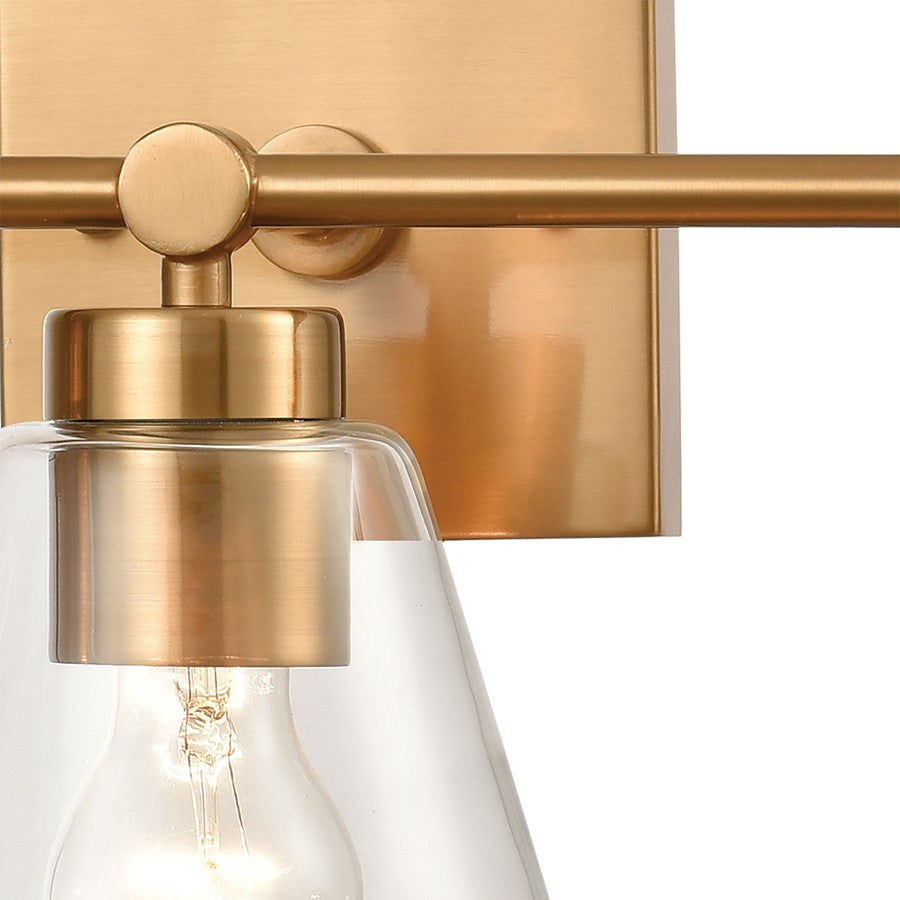 Atlas Lighting East Point 24in 3-Light Vanity Light | Transitional Satin Brass and Clear Glass | Bathroom Vanity | 8 x 24 x 10 in | Model WL11588-BS