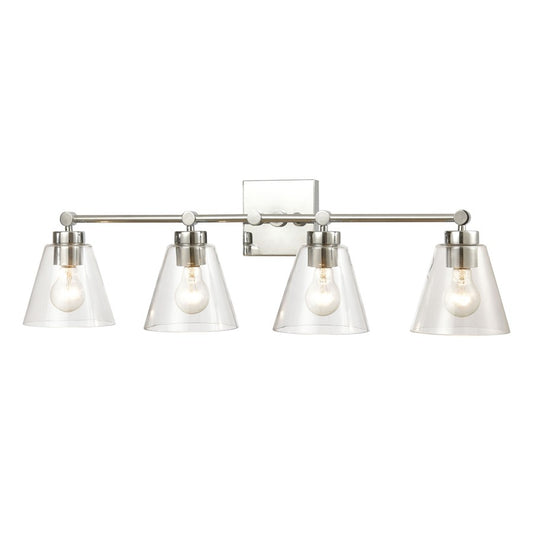 Atlas Lighting East Point 33in 4-Light Vanity Light | Transitional Polished Chrome and Clear Glass | Bathroom Vanity | Model WL11589-CH