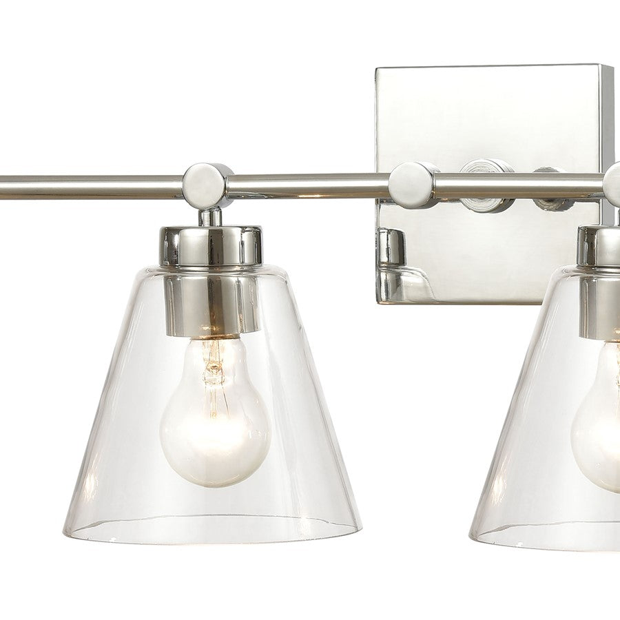 Atlas Lighting East Point 33in 4-Light Vanity Light | Transitional Polished Chrome and Clear Glass | Bathroom Vanity | Model WL11589-CH