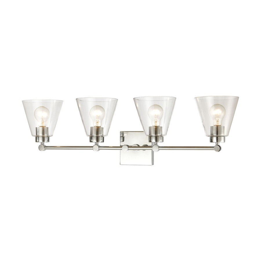 Atlas Lighting East Point 33in 4-Light Vanity Light | Transitional Polished Chrome and Clear Glass | Bathroom Vanity | Model WL11589-CH