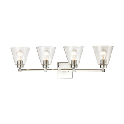 Atlas Lighting East Point 33in 4-Light Vanity Light | Transitional Polished Chrome and Clear Glass | Bathroom Vanity | Model WL11589-CH