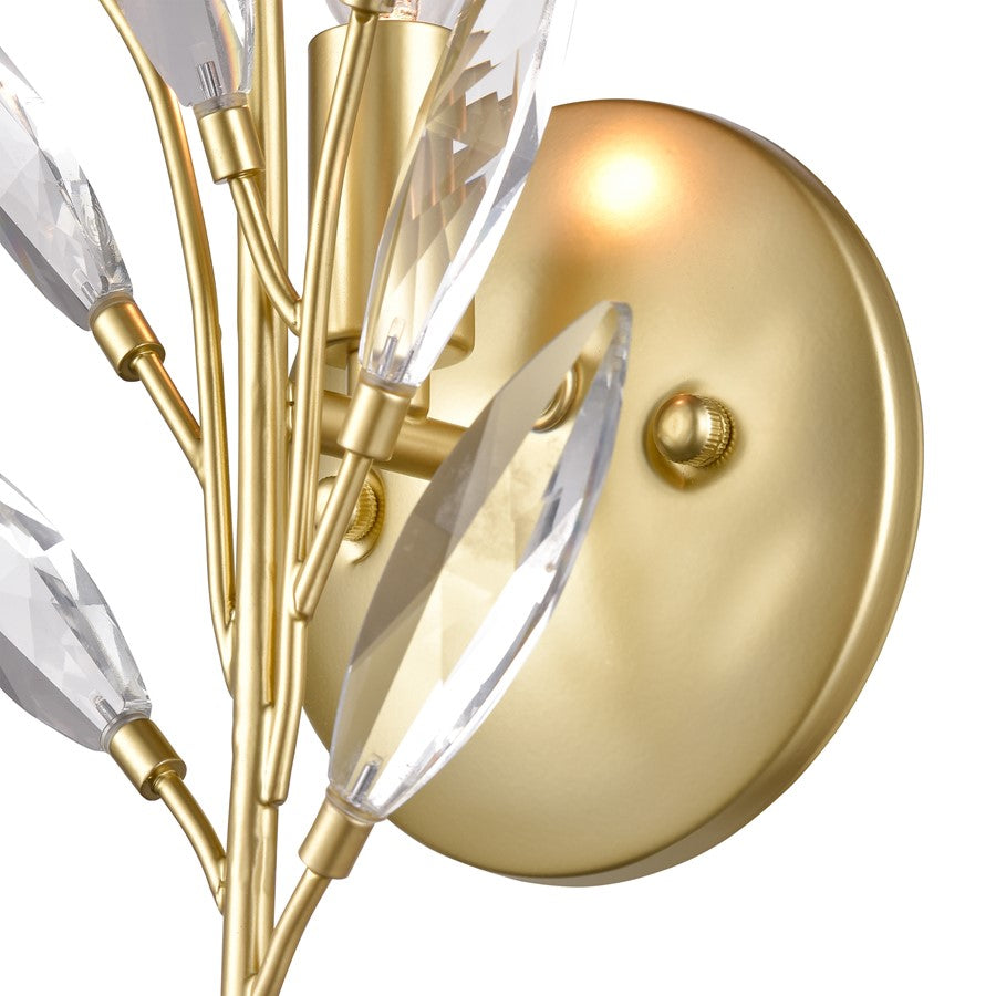 Atlas Flora Grace 14in 1-Light Wall Sconce | Traditional Champagne Gold and Clear Crystal | Bedroom & Hallway | 7 x 4 x 14 in | Model WL11607-GD