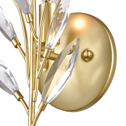 Atlas Flora Grace 14in 1-Light Wall Sconce | Traditional Champagne Gold and Clear Crystal | Bedroom & Hallway | 7 x 4 x 14 in | Model WL11607-GD