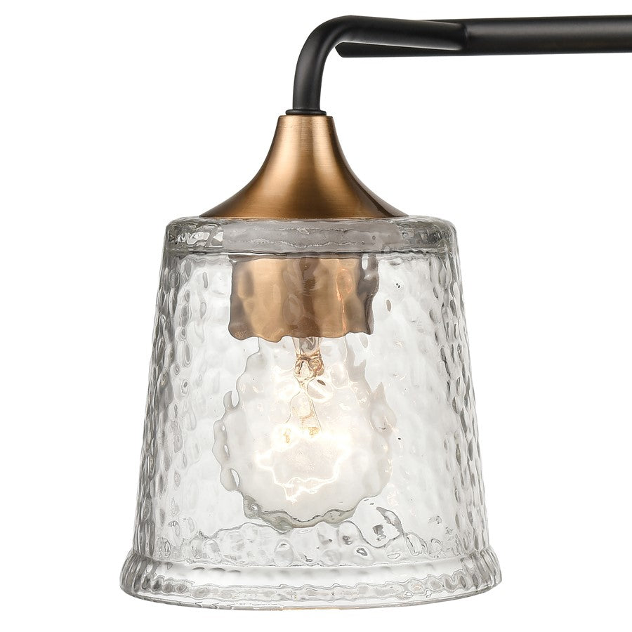 Atlas Lighting Hamy 15in 2-Light Vanity Light | Transitional Matte Black and Satin Brass Hammered Glass | Bathroom & Powder Room | Model WL11630-BK