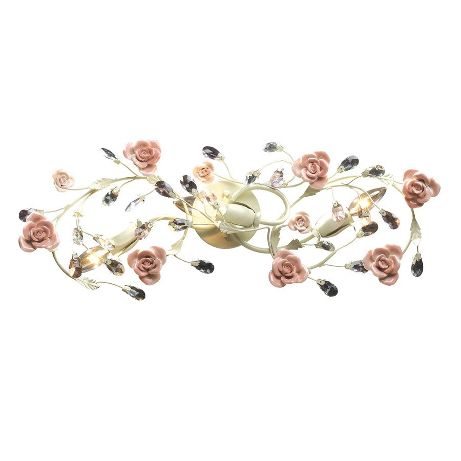 Atlas Lighting Heritage 27in 3-Light Vanity Light | Traditional Cream and Light Pink Crystal | Bathroom & Powder Room | Model WL11636-CR