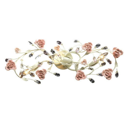 Atlas Lighting Heritage 27in 3-Light Vanity Light | Traditional Cream and Light Pink Crystal | Bathroom & Powder Room | Model WL11636-CR