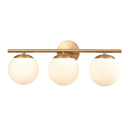 Atlas Lighting Hollywood Blvd 22in 3-Light Vanity Light | Satin Brass and White Frosted Glass | Bathroom Vanity | 8 x 22 x 9 in | Model WL11638-BS