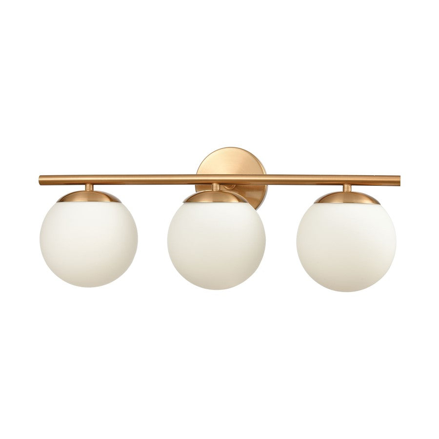Atlas Lighting Hollywood Blvd 22in 3-Light Vanity Light | Satin Brass and White Frosted Glass | Bathroom Vanity | 8 x 22 x 9 in | Model WL11638-BS