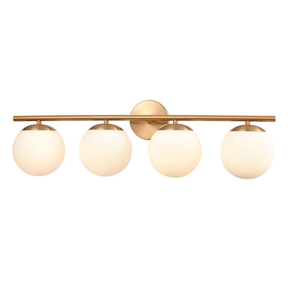 Atlas Lighting Hollywood Blvd 30in 4-Light Vanity Light | Satin Brass and White Frosted Glass | Bathroom Vanity | 8 x 30 x 9 in | Model WL11639-BS