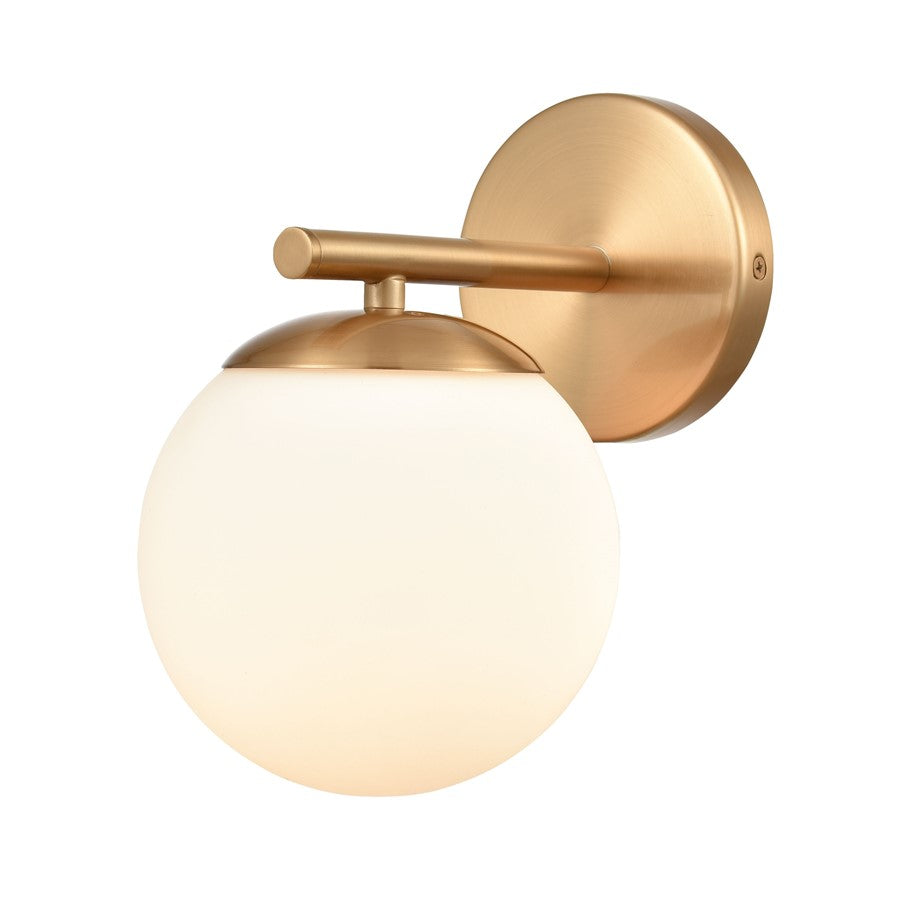 Atlas Lighting Hollywood Blvd 6in 1-Light Vanity Light | Satin Brass and White Frosted Glass | Bathroom Vanity | 8 x 6 x 9 in | Model WL11640-BS