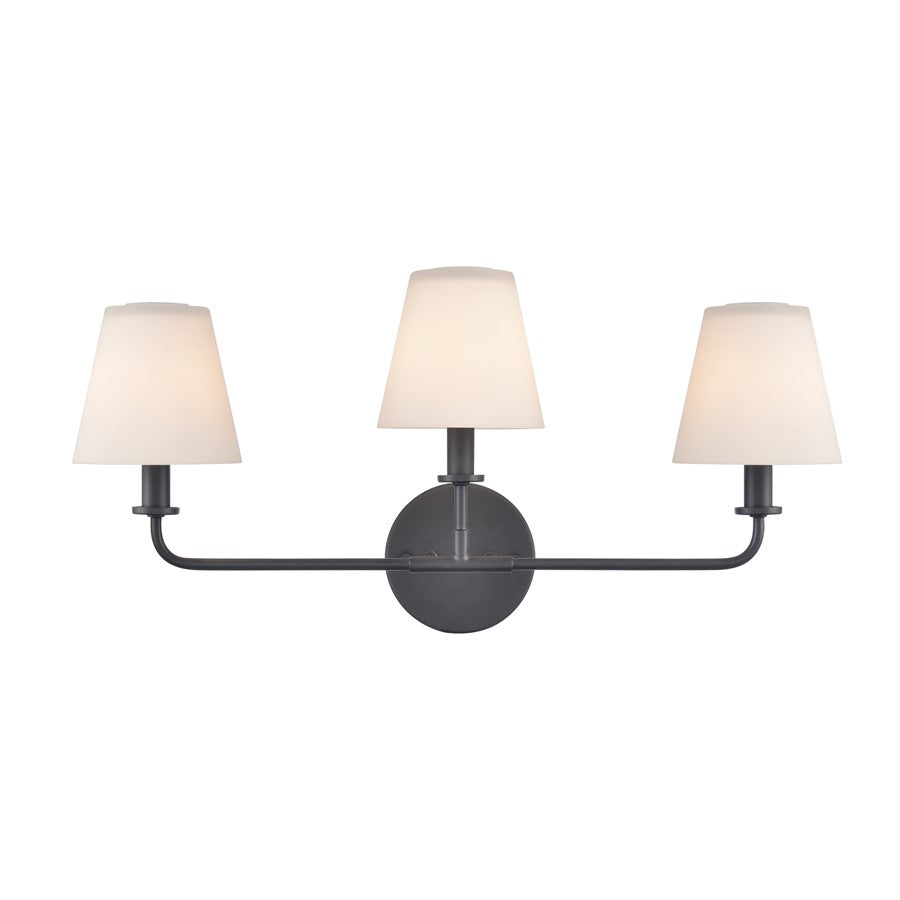 Atlas Lighting Hoyle 24'' Wide 3Lt Vanity Light, Matte Black/White - WL11642-BK