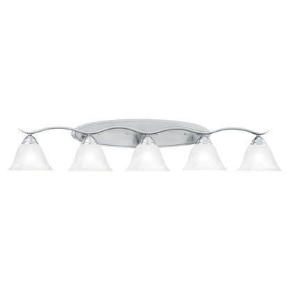 Atlas Lighting Prestige 45.5in 5-Light Vanity Light | Traditional Brushed Nickel and White Alabaster Glass | Bathroom | Model WL11681-NK