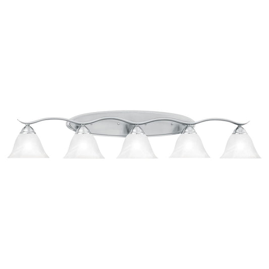 Atlas Lighting Prestige 45.5in 5-Light Vanity Light | Traditional Brushed Nickel and White Alabaster Glass | Bathroom | Model WL11681-NK