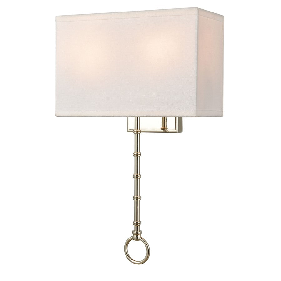 Atlas Lighting Shannon 17in 2-Light Wall Sconce | Transitional Polished Chrome and White Fabric Shade | Bedroom & Hallway Accent | Model WL11696-CH