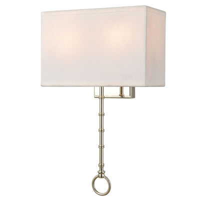 Atlas Lighting Shannon 17in 2-Light Wall Sconce | Transitional Polished Chrome and White Fabric Shade | Bedroom & Hallway Accent | Model WL11696-CH