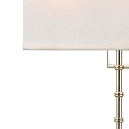 Atlas Lighting Shannon 17in 2-Light Wall Sconce | Transitional Polished Chrome and White Fabric Shade | Bedroom & Hallway Accent | Model WL11696-CH
