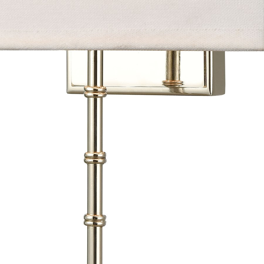 Atlas Lighting Shannon 17in 2-Light Wall Sconce | Transitional Polished Chrome and White Fabric Shade | Bedroom & Hallway Accent | Model WL11696-CH