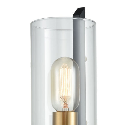 Atlas Lighting Blakeslee 14in 1-Light Wall Sconce | Transitional Matte Black and Clear Glass with Satin Brass Accents | Bedroom | Model WL11724-BK