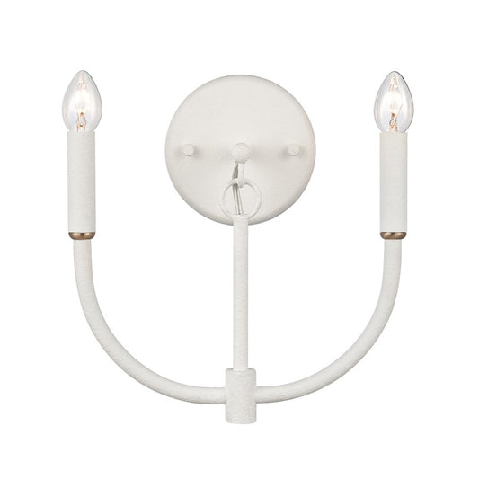 Atlas Lighting Continuance 11in 2-Light Wall Sconce | Modern White Coral and Satin Brass Metal | Bedroom & Hallway Accent | Model WL11725-WH