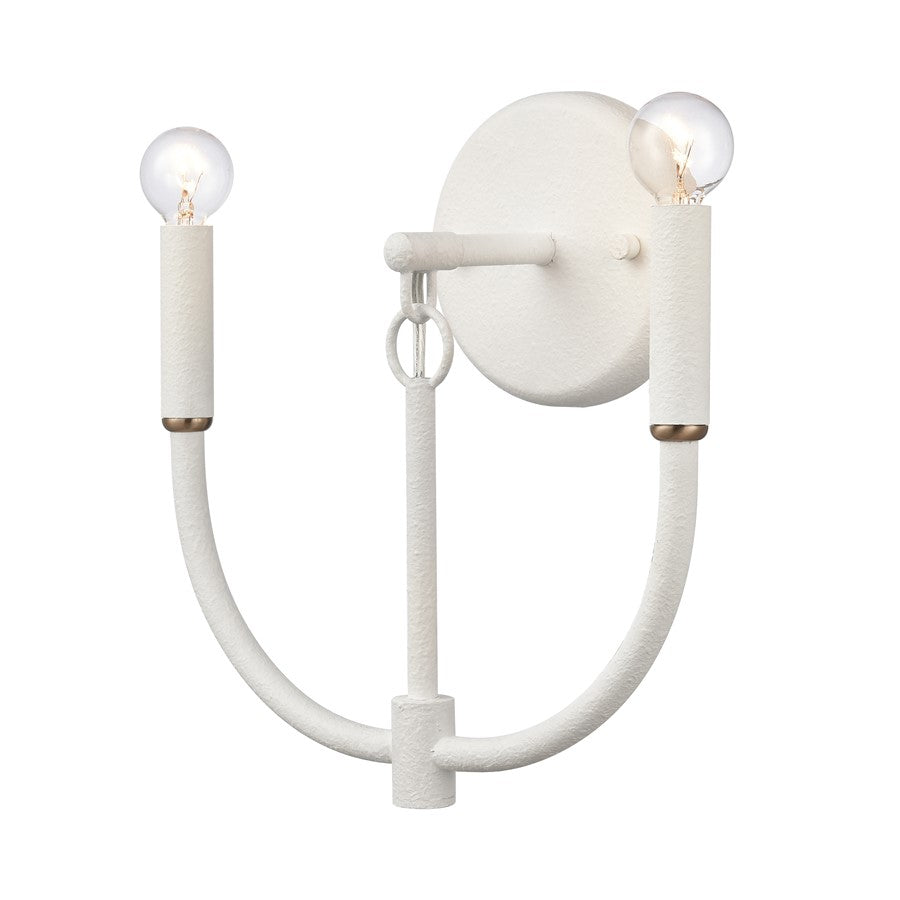 Atlas Lighting Continuance 11in 2-Light Wall Sconce | Modern White Coral and Satin Brass Metal | Bedroom & Hallway Accent | Model WL11725-WH