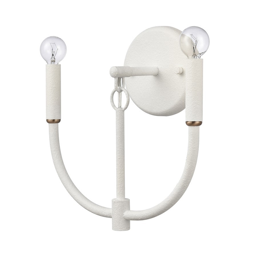 Atlas Lighting Continuance 11in 2-Light Wall Sconce | Modern White Coral and Satin Brass Metal | Bedroom & Hallway Accent | Model WL11725-WH