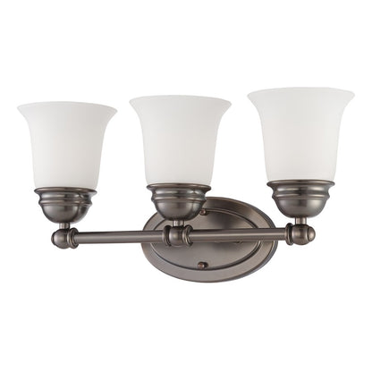Atlas Lighting Bella 18in 3-Light Vanity Light | Traditional Oil Rubbed Bronze and White Frosted Glass | Bathroom Vanity | Model WL11727-BZ