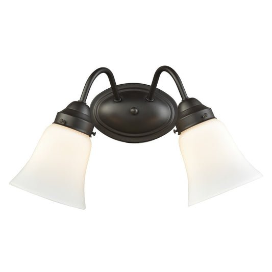 Atlas Lighting Califon 13in 2-Light Vanity Light | Traditional Oil Rubbed Bronze and White Frosted Glass | Bathroom Vanity | Model WL11728-BZ