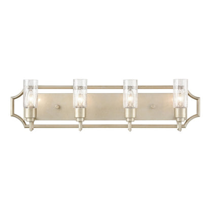 Atlas Lighting Cheswick 33in 4-Light Vanity Light | Transitional Aged Silver and Clear Crackle Glass | Bathroom Vanity | Model WL11729-SV