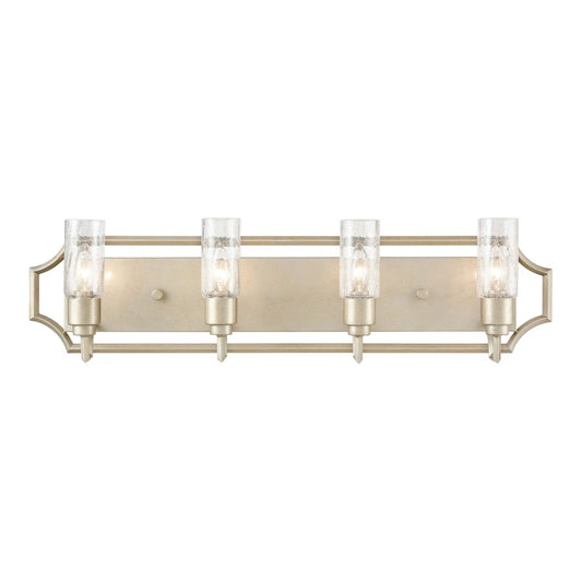 Atlas Lighting Cheswick 33in 4-Light Vanity Light | Transitional Aged Silver and Clear Crackle Glass | Bathroom Vanity | Model WL11729-SV