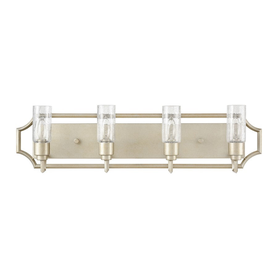 Atlas Lighting Cheswick 33in 4-Light Vanity Light | Transitional Aged Silver and Clear Crackle Glass | Bathroom Vanity | Model WL11729-SV