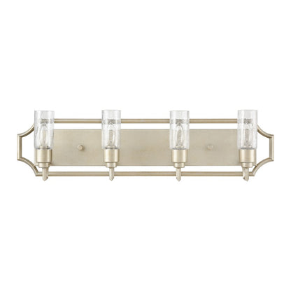 Atlas Lighting Cheswick 33in 4-Light Vanity Light | Transitional Aged Silver and Clear Crackle Glass | Bathroom Vanity | Model WL11729-SV