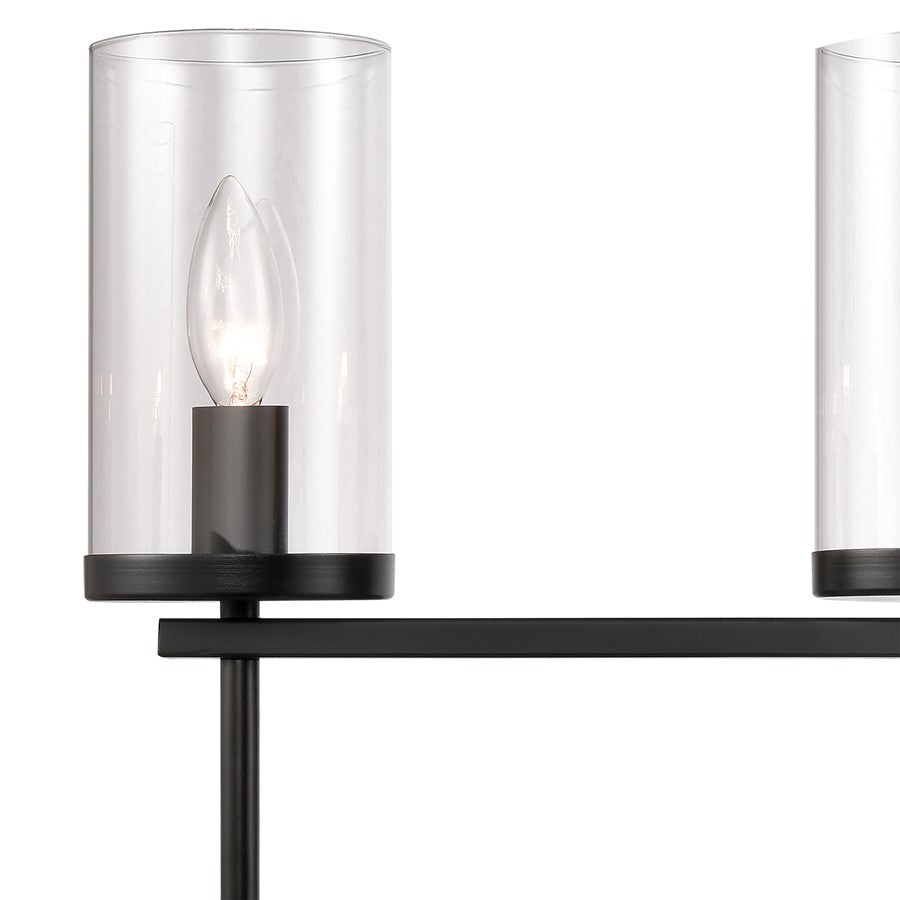 Atlas Lighting Oakland 32in 4-Light Vanity Light | Modern Black and Clear Glass | Bathroom Vanity | 32 x 6 x 12 in | Model WL11731-BK