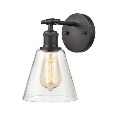 Atlas Lighting Scone 6in 1-Light Wall Sconce | Transitional Matte Black and Clear Glass | Bathroom & Hallway Accent | 6 x 8 x 10 in | Model WL11732-BK