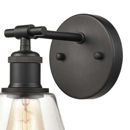 Atlas Lighting Scone 6in 1-Light Wall Sconce | Transitional Matte Black and Clear Glass | Bathroom & Hallway Accent | 6 x 8 x 10 in | Model WL11732-BK