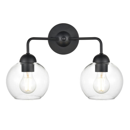 Atlas Lighting Soren 16in 2-Light Vanity Light | Matte Black and Clear Glass | Bathroom Vanity | 15.75 x 8.25 x 10.75 in | Model WL11733-BK
