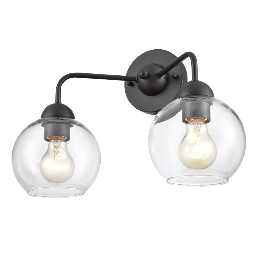 Atlas Lighting Soren 16in 2-Light Vanity Light | Matte Black and Clear Glass | Bathroom Vanity | 15.75 x 8.25 x 10.75 in | Model WL11733-BK