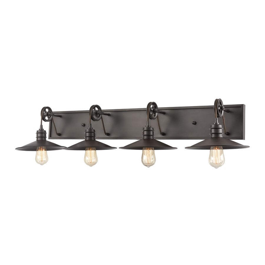 Atlas Lighting Spindle Wheel 42in 4-Light Vanity Light | Oil Rubbed Bronze | Bathroom Vanity | 42 x 11 x 8 in | Model WL11734-BZ