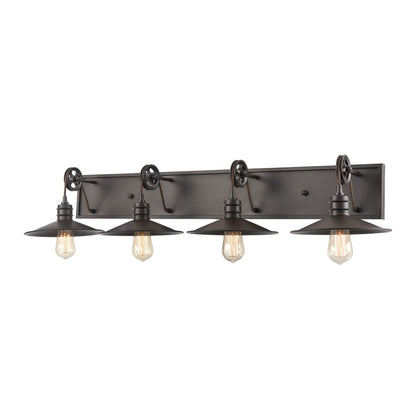 Atlas Lighting Spindle Wheel 42in 4-Light Vanity Light | Oil Rubbed Bronze | Bathroom Vanity | 42 x 11 x 8 in | Model WL11734-BZ