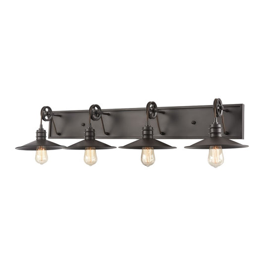 Atlas Lighting Spindle Wheel 42in 4-Light Vanity Light | Oil Rubbed Bronze | Bathroom Vanity | 42 x 11 x 8 in | Model WL11734-BZ