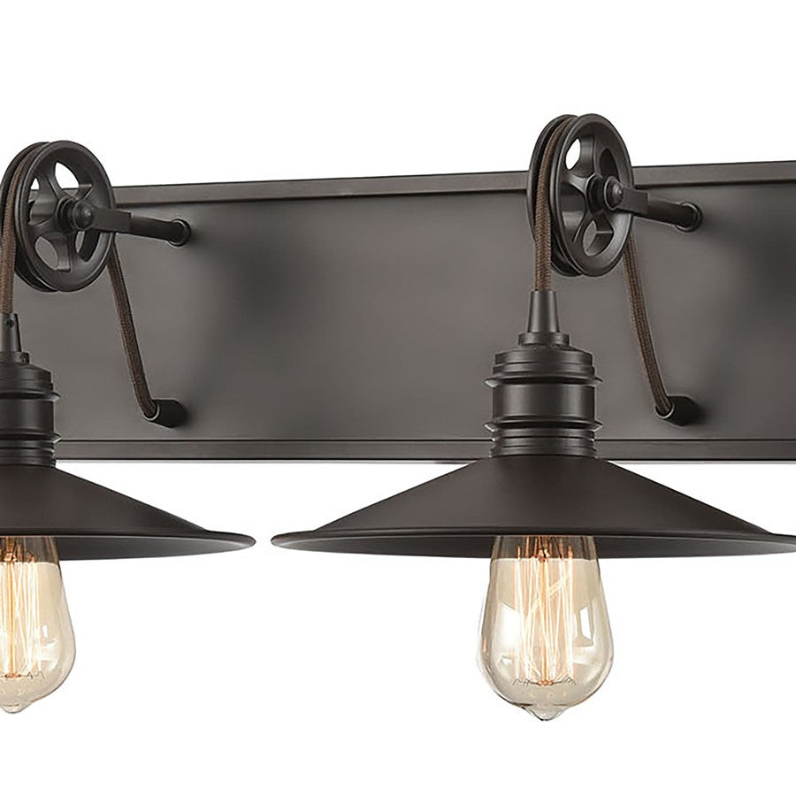Atlas Lighting Spindle Wheel 42in 4-Light Vanity Light | Oil Rubbed Bronze | Bathroom Vanity | 42 x 11 x 8 in | Model WL11734-BZ
