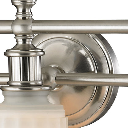 Atlas Lighting Acadia 22in 3-Light Vanity Light | Traditional Brushed Nickel and White Textured Glass | Bathroom Vanity | Model WL11740-NK